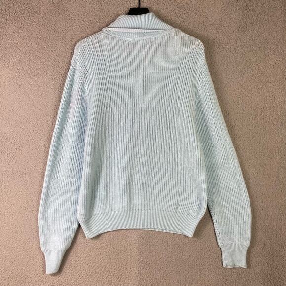 NOVAMEN Light Blue Turtleneck Sweater Polyester Cozy Knit Top Size Large - Picture 3 of 13